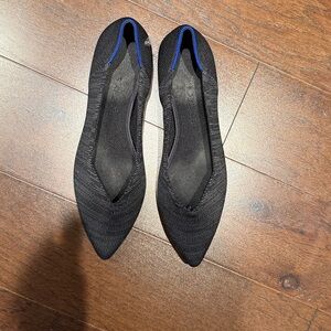 Rothy's Black Flats with Blue Trim